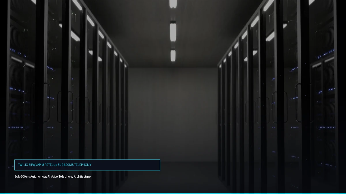 Enterprise autonomous AI voice telephony architecture with Twilio SIP trunking, Vapi WebSocket engine, and sub-600ms turn-taking orchestration