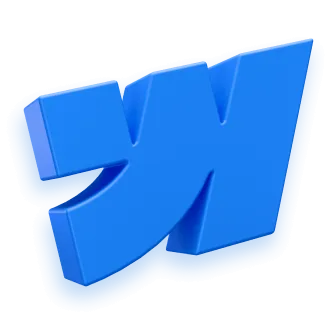 A 3D blue abstract shape, echoing the innovative style of Sheharyar Siraj, resembles a stylized letter K or symbol. Its glossy finish and shadow stand out beautifully against a transparent background.