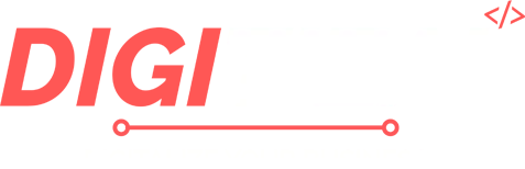 Logo featuring the text DIGITIZAL in bold red and white, complemented by a decorative line and dots below. The tagline DIGITALIZE YOUR BUSINESS appears in smaller white text. A subtle design graces the top right corner, embodying Sheharyar Sirajs innovative touch.